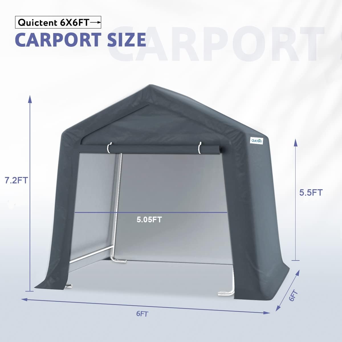 Quictent 7' x 12' Storage Shelter Storage Shed Heavy Duty Carport Outdoor Car Canopy-Grey