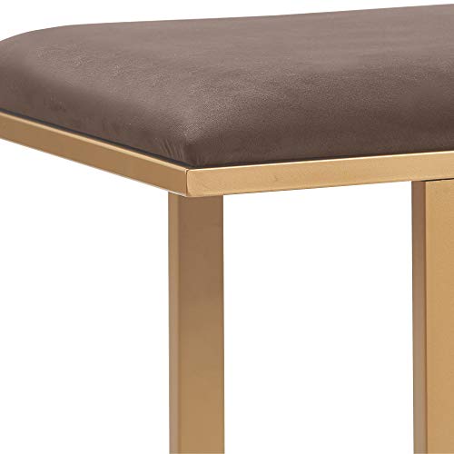 Elle Decor Remi Velvet Bedside Bench, Upholstered Ottoman, Entryway Accent Furniture, Easy Assembly, Dark Grey