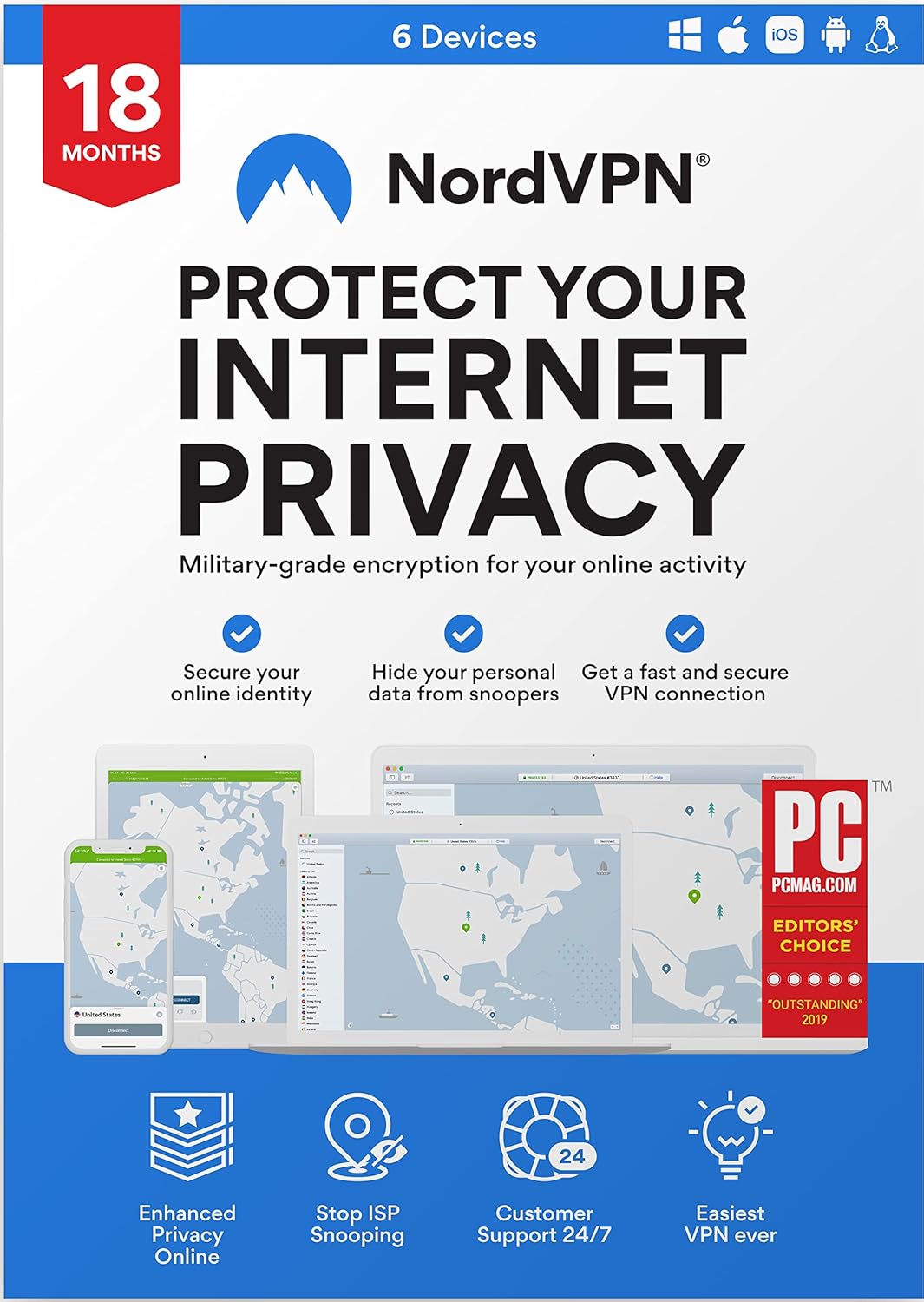 NordVPN 18-Months VPN Subscription For 6 Devices — Online Privacy and Security Software For Secure Internet Experience [Key Card]
