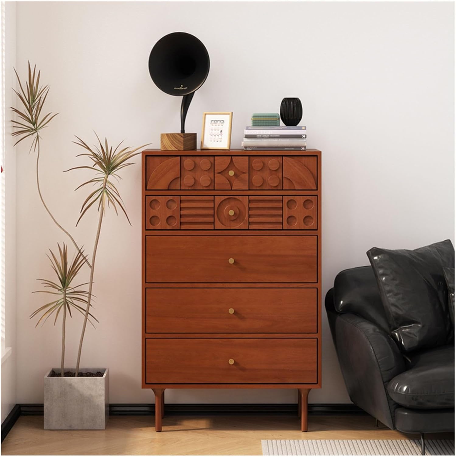 bedroom drawers 5 Drawer Dresser, Chest of Drawers with Gold Handles, Wood Dresser with Legs, Nightstand with Drawers for Bedroom, Living Room bedroom furniture for small room