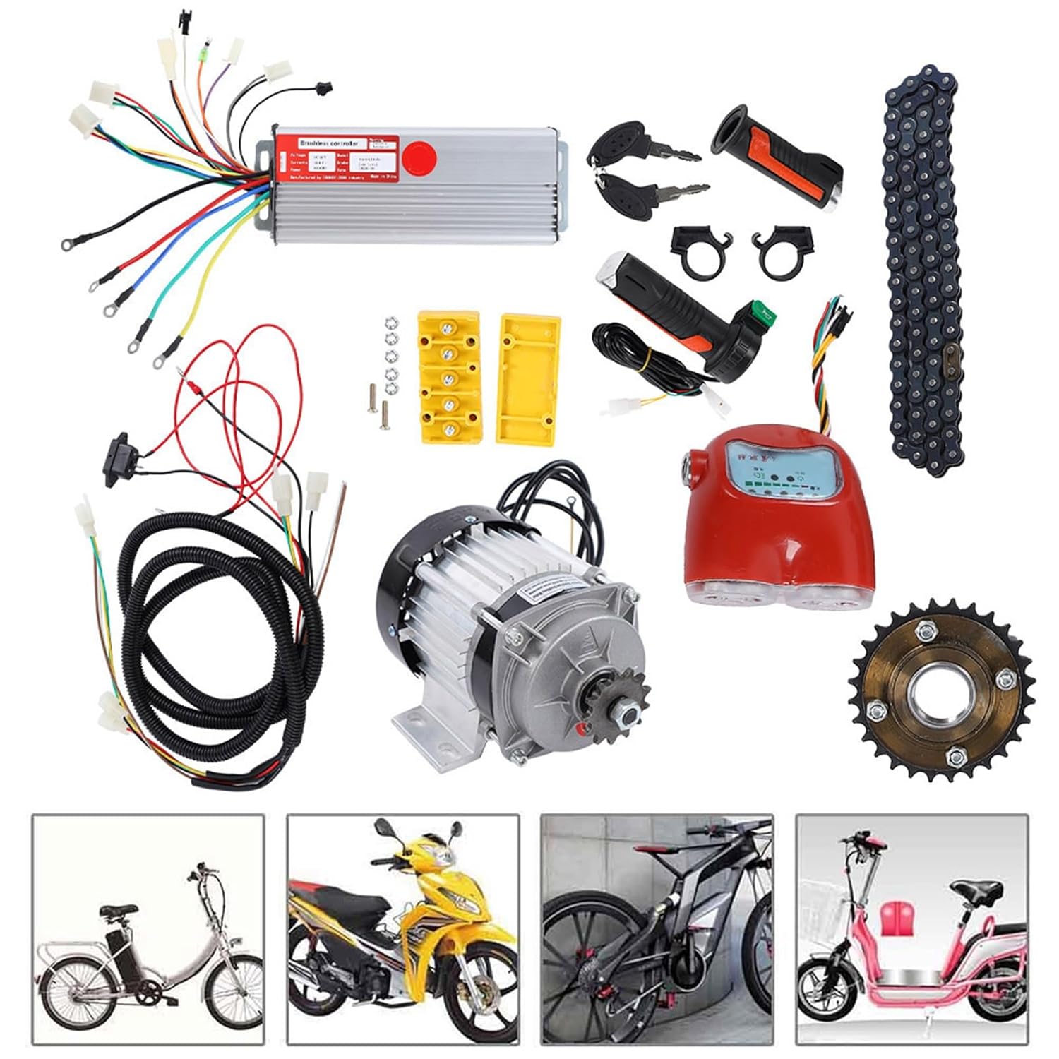 48V 800W DC Brushless Motor Kit, Aluminum Alloy Electric Bike Tricycle Scooter Conversion Kit, DIY Motor Conversion Kit, Ideal for Electric Tricycle, Rickshaw, Bicycle