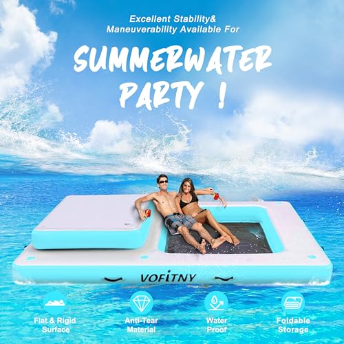 VOFiTNY Inflatable Floating Dock, Swim Platform Floating Dock for Lakes, Lake Floats for Adults, Island Raft Mat for Lake Beach Ocean, Non-Slip Surface