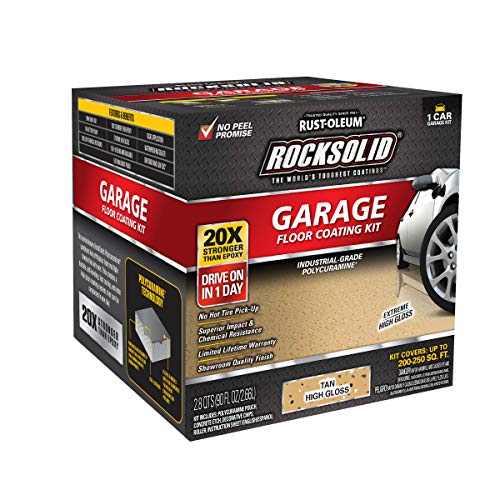 Rust-Oleum 293513 RockSolid Polycuramine Garage Floor Coating, 2.5 Car Kit, High Gloss Gray