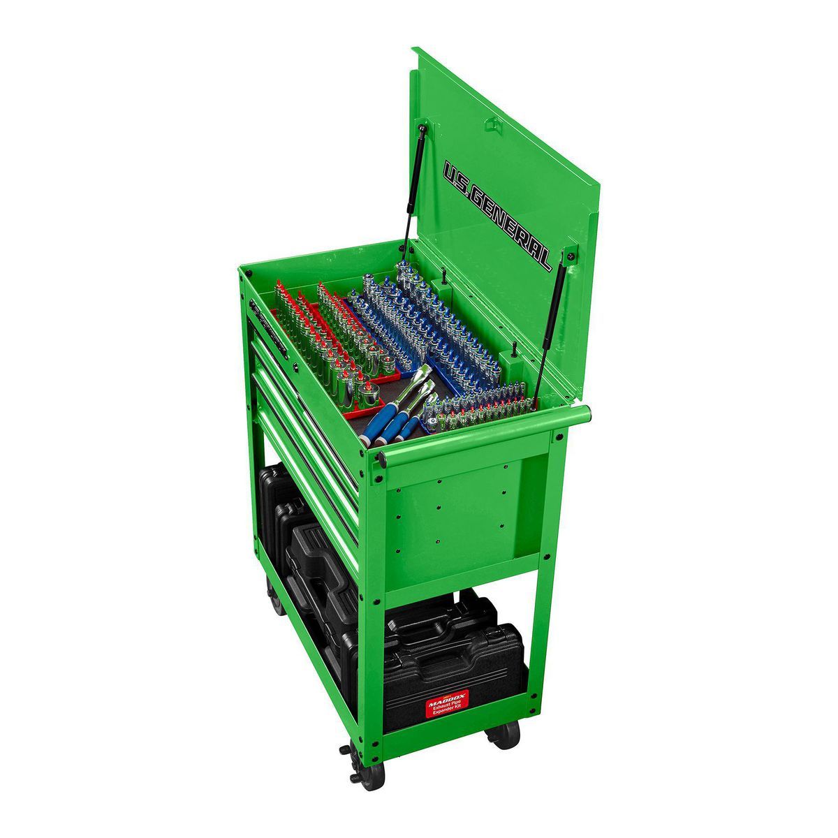 U.S. GENERAL 30 in., 4-Drawer Tech Cart, Red