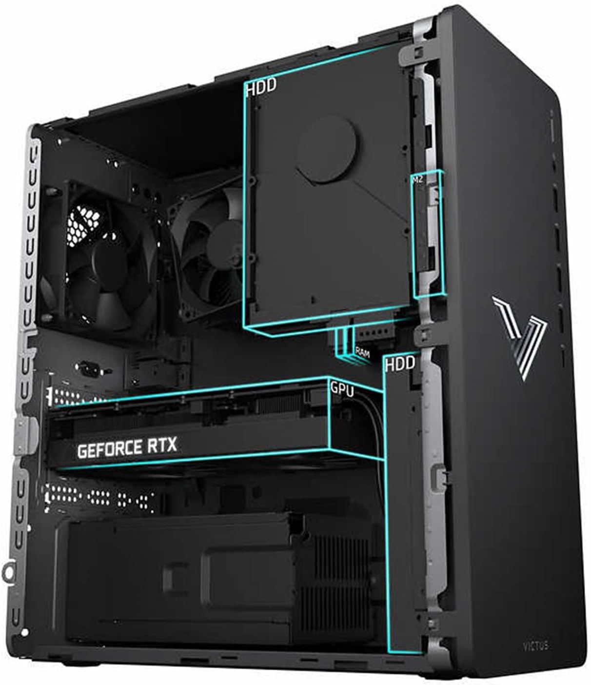 HP 2022 Newest Victus Gaming Desktop, AMD Ryzen 7 5700G Processor(8-core), 32GB DDR4 RAM, 1TB SSD, 2TB HDD, AMD Radeon RX 6600XT Graphics, 500W Power Supply, Windows 11 Home, Bundle with JAWFOAL