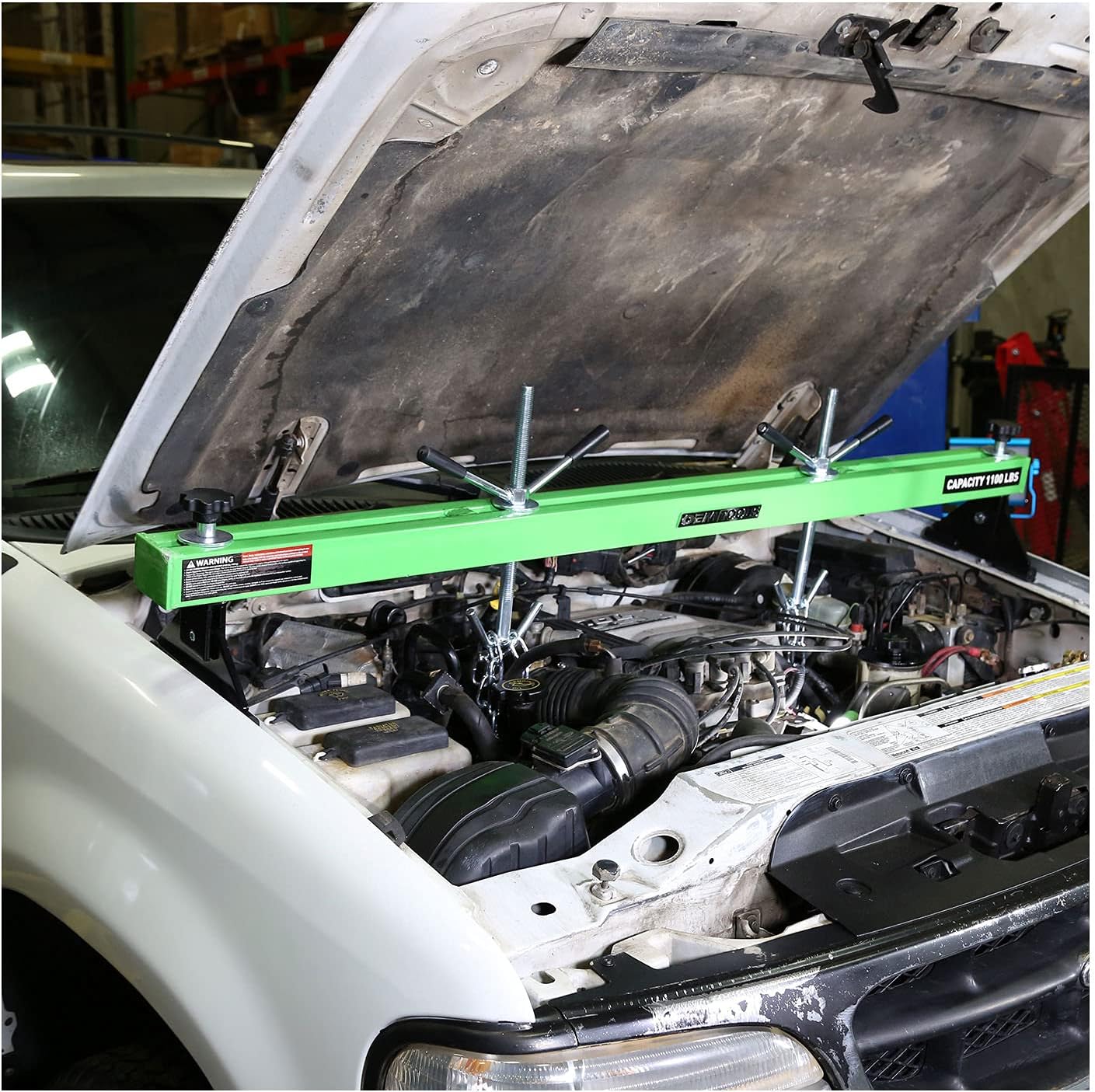 OEMTOOLS 24950 1100 Lb. Engine Support | Engine Hoist for Home Garages & Mechanics | Keeps Engine Stable & Lifted While You Work on Subframe, Transmission, & More | Two Engine Lift Chains Included
