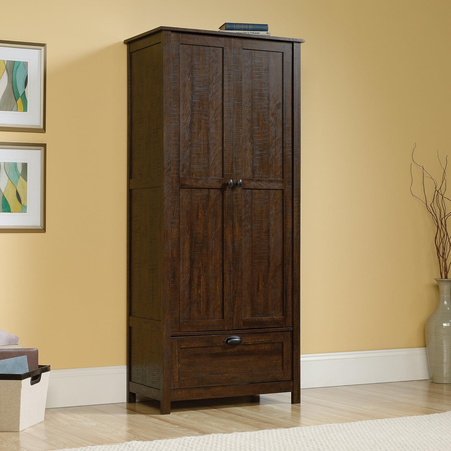 Sauder Storage Cabinet, Rustic Walnut finish