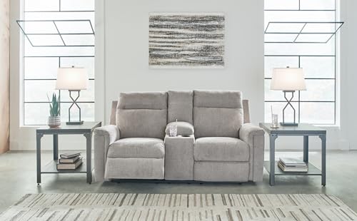 Signature Design by Ashley Barnsana Power Reclining Loveseat with Console, 75" W x 41" D x 40" H, Gray