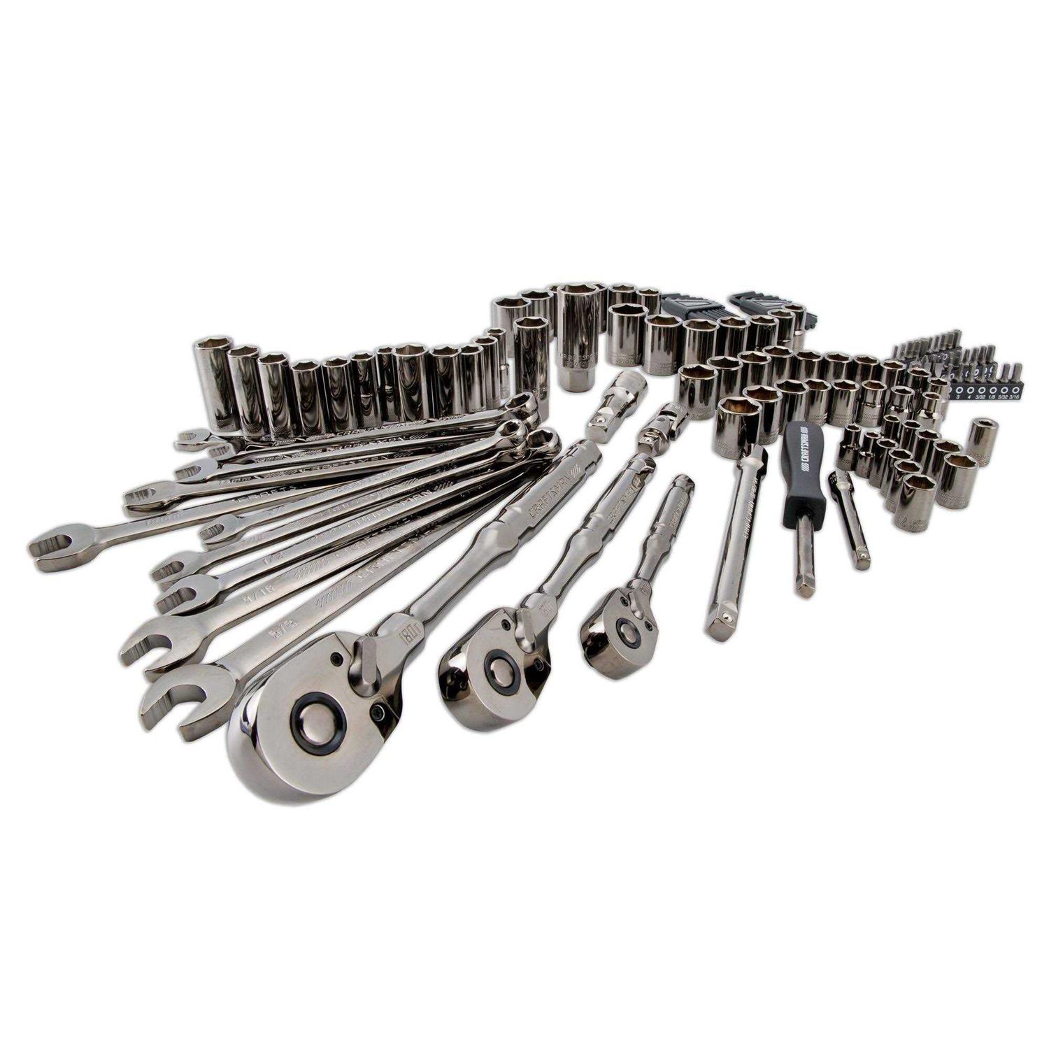 Craftsman OVERDRIVE 121-Piece Standard and Metric Gunmetal Chrome Mechanics Tool Set with Hard Case - Shop Hardware Tools Online Store