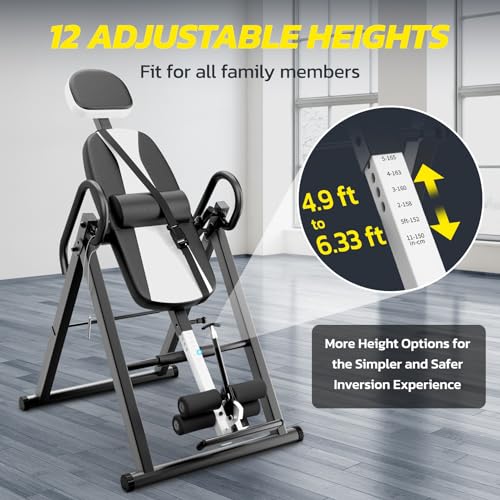 Dripex Heavy Duty Gravity Inversion Table 300 lbs Capacity with Adjustable Protective Belt Inversion Table for Back Pain Relief Updated