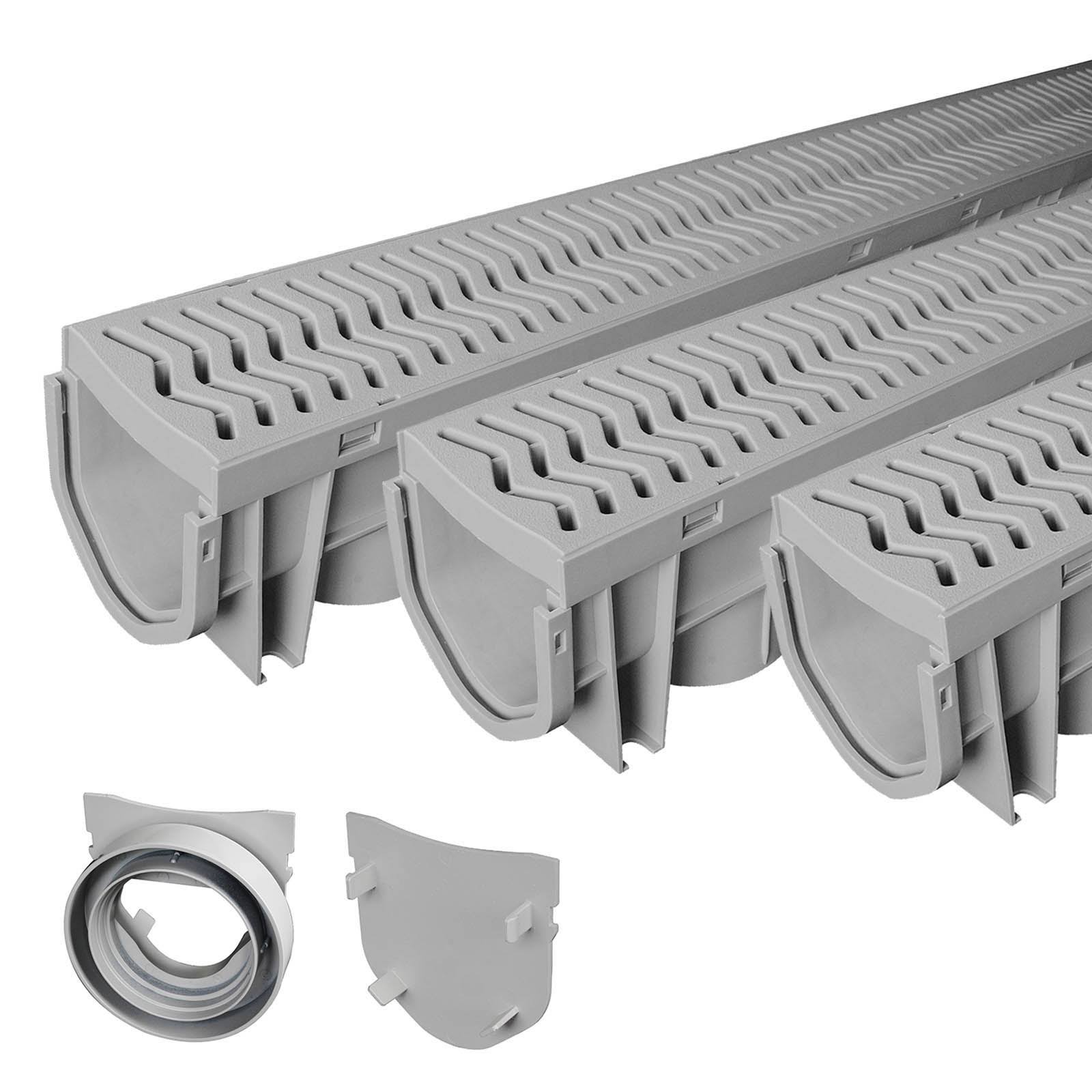 Source 1 Drainage Trench u0026 Driveway Channel Drain with Grate - 3-Pack