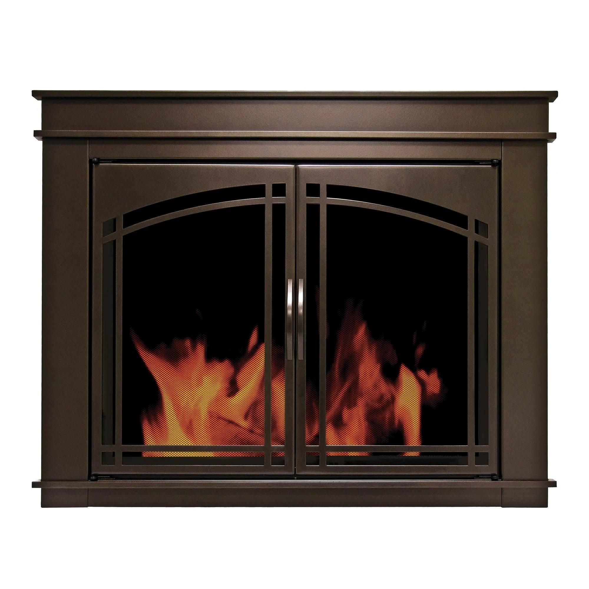 Pleasant Hearth Cabinet Style Fireplace Glass DOOR, Fenwick, Rubbed Bronze, Small