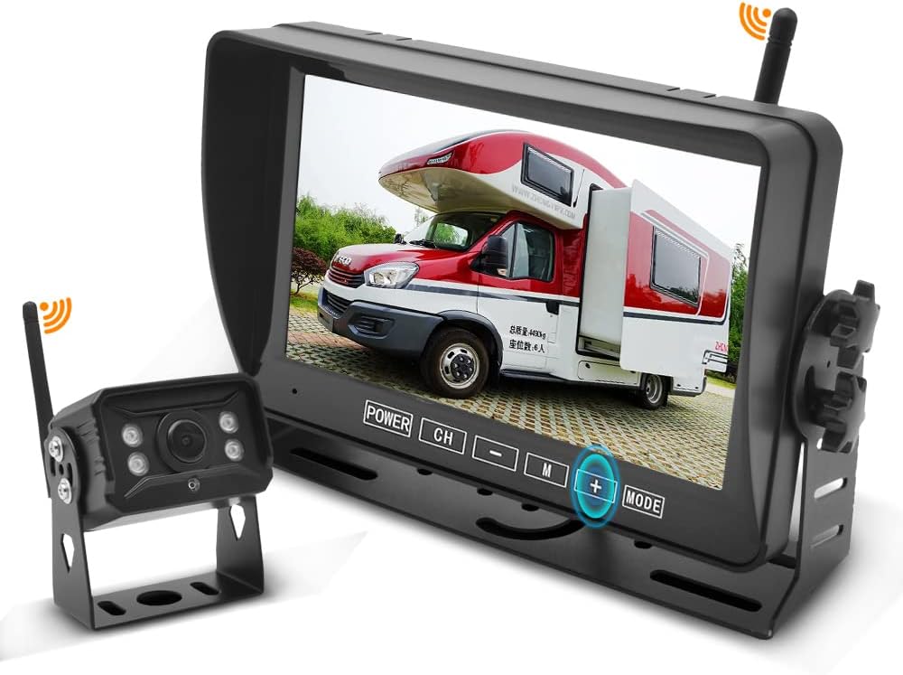 Digital Wireless Backup Camera System Kit IP69 Waterproof Wireless Rear View Camera HD 1080P with 7&ldquo; TFT LCD Monitor and Super Night Vision for Car,Trucks,RV,Travel Trailer,Camper Van