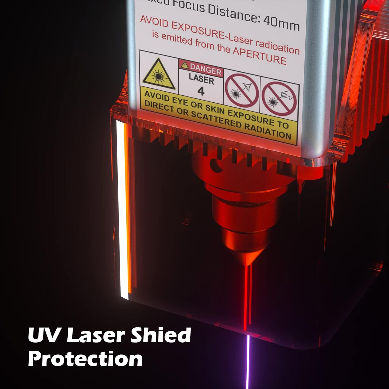 Genmitsu 10W Compressed Spot Laser Module with Air Assist Nozzle, 0.08mm*0.05mm Laser Spot, for Genmitsu 3020-PRO MAX V2, 3030-PROVer MAX, 4040-PRO, 4040 Reno, PROVerXL 6050 Plus, Jinsoku LC-60A