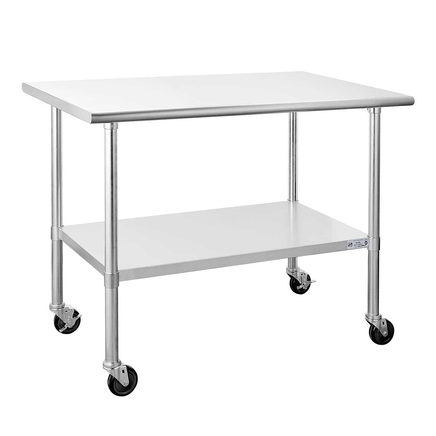 Hally Stainless Steel Table for Prep & Work 24 x 36 Inches with Caster Wheels, NSF Commercial Heavy Duty Table with Undershelf and Galvanized Legs for Restaurant, Home and Hotel