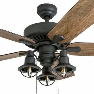 Rustic Industrial Farmhouse LED Ceiling Fan w/Light Kit and Remote, Quiet, 52x22 22342231