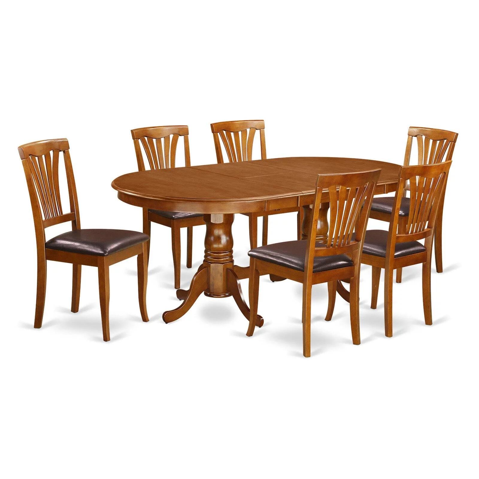 East West Furniture Plainville 7-piece Wood Dining Room Table Set in Cherry