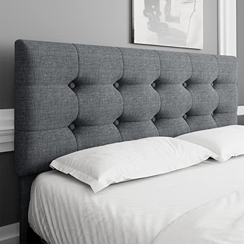 Queen Bed Frame with 4 Storage Drawers and Adjustable Headboard, Upholstered Platform Bed with Button Tufted Design, Strong Wooden Slats Support, No Box Spring Needed, Black