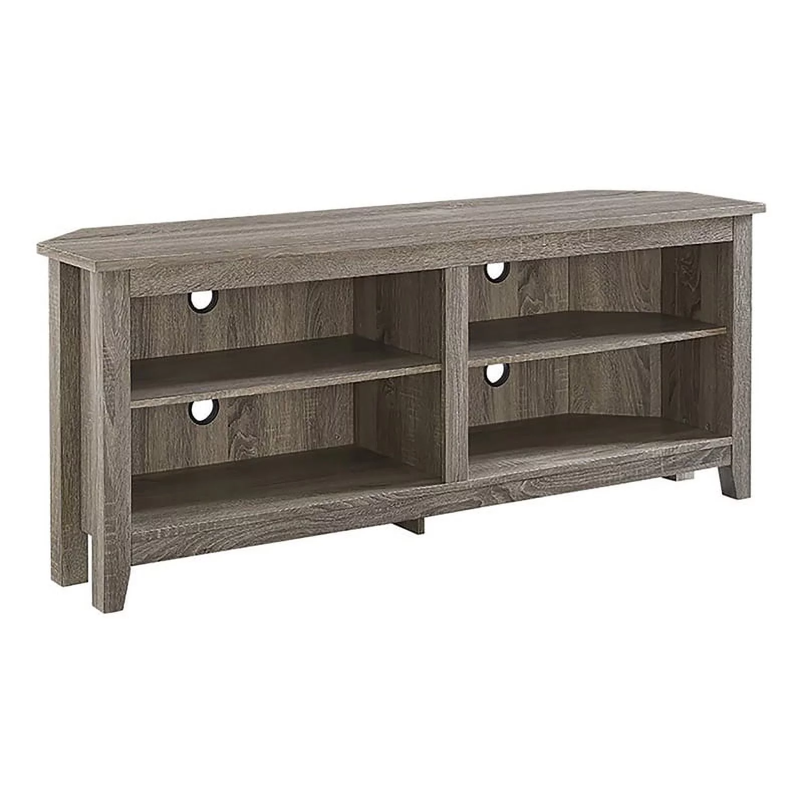 Pemberly Row Modern Wood Corner TV Stand for TVs up to 58" in Driftwood Gray