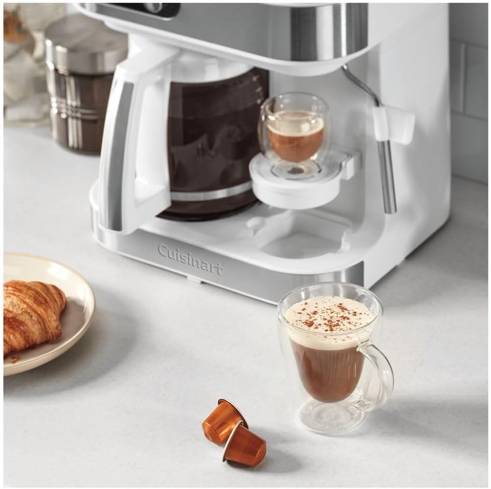 CUISINART Coffee Maker Barista System, Coffee Center 4-In-1 Coffee Machine, Single-Serve Coffee, Espresso & Nespresso Capsule Compatible, 12-Cup Carafe, White, SS-4N1W
