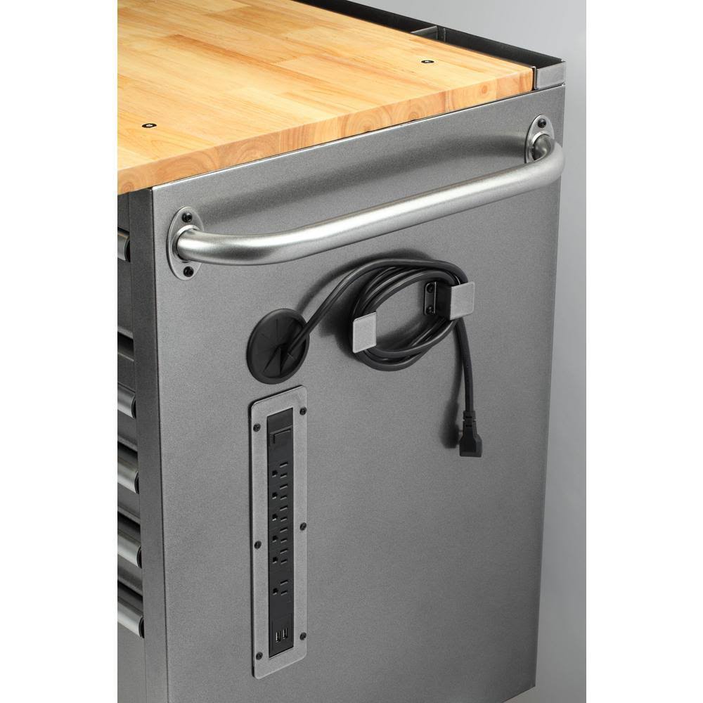 Husky 61 in. W 10-Drawer, Deep Tool Chest Mobile Workbench in Metallic Silver Wi