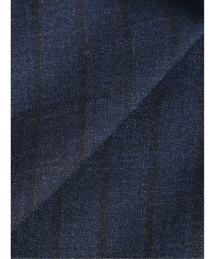 Wool Blend Regular Fit 2-Button 2-Piece Suit Navy Stripe