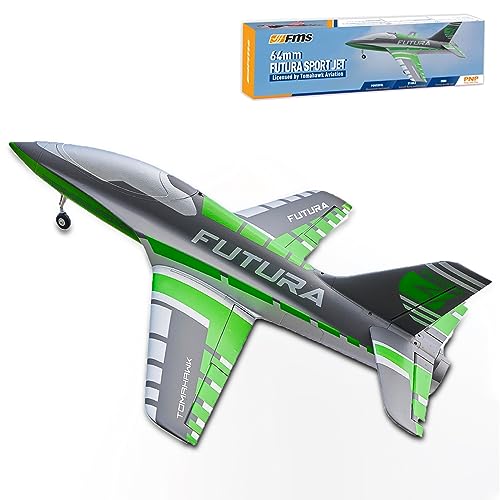 FMS Rc Jets Futura 64MM EDF Sport Jet Green rc Airplanes for Adults for Trainers EDF for Beginners 6 Channel Remote Control Planes PNP(NO Transmitter Batteries and Charger)