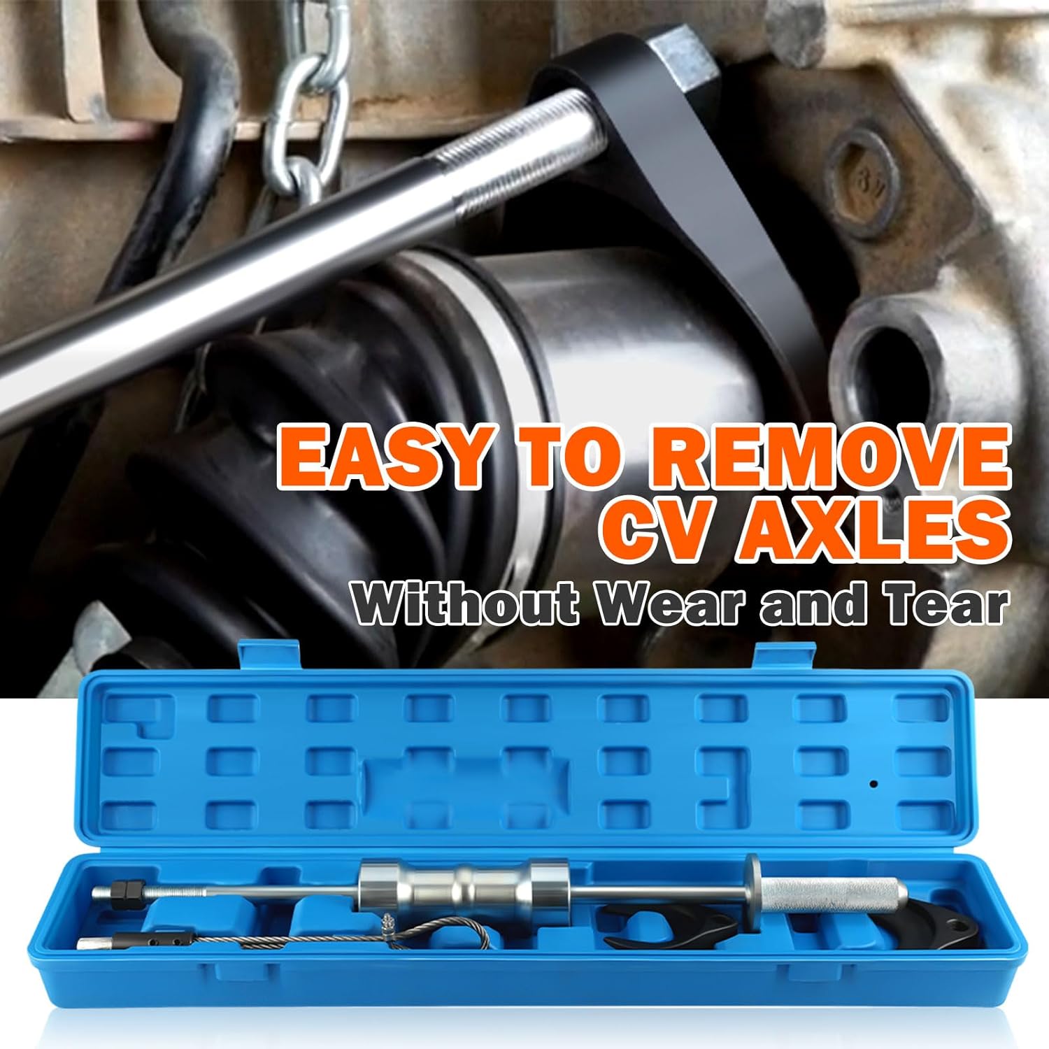 Inner CV Axle Puller Removal Tool Set with 5/8"-18 Slide Hammer & Adapter 63mm 48mm CV Joint Fork Adapter Front Wheel Drive Axle Puller Set