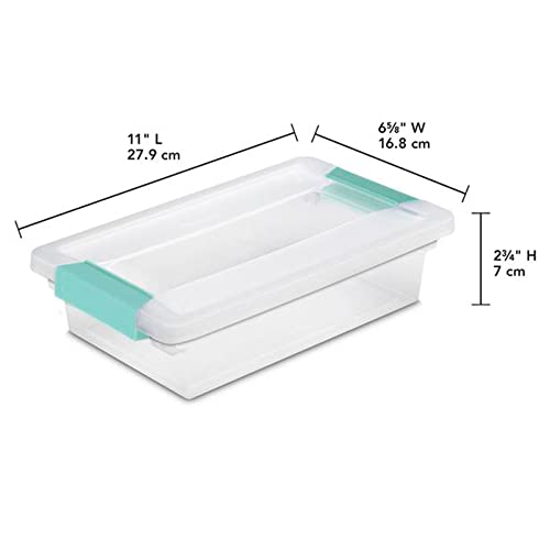 Sterilite Medium Clip Box, Stackable Small Storage Bin with Latching Lid, Plastic Container to Organize Office, Crafts, Clear Base and Lid, 16-Pack