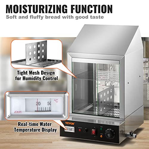VEVOR Hot Dog Machine, 36 L, 2-Tier Hot Dog Steamer for 200 Hotdogs & 42 Buns, 1200W Electric Bun Warmer Cooker with Rotary Knob Temp Display