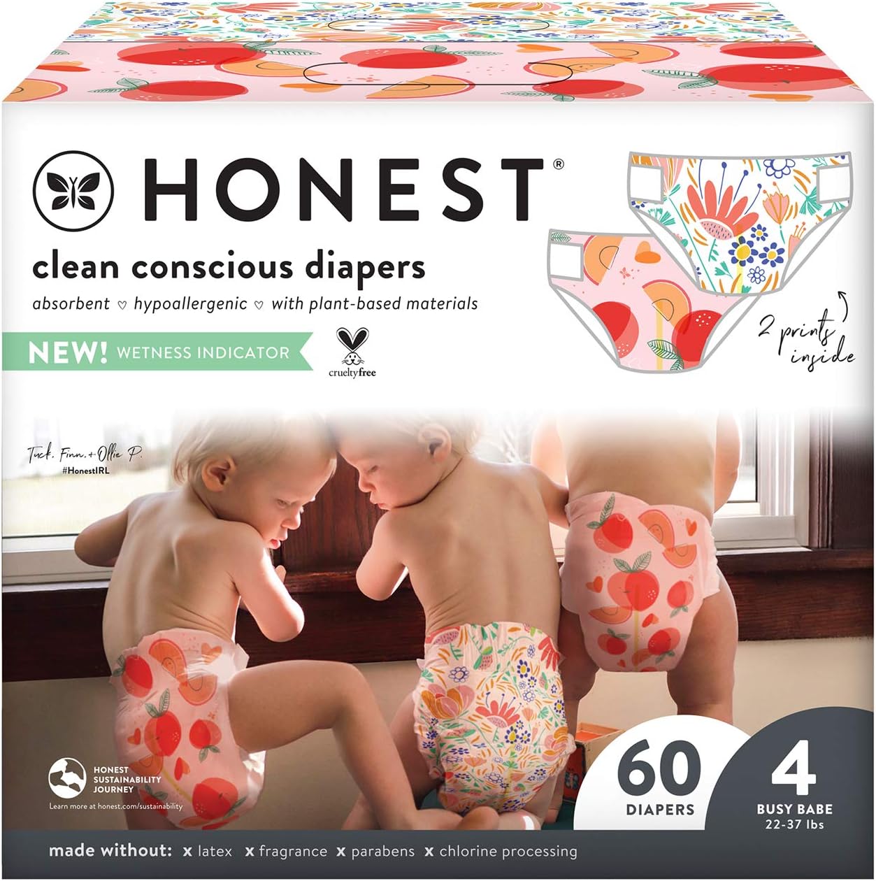 The Honest Company - Super Club Box, Clean Conscious Diapers, Space Travel + Classic Stripes, Size 4, 120 Count (Packaging May Vary) Pack of 2