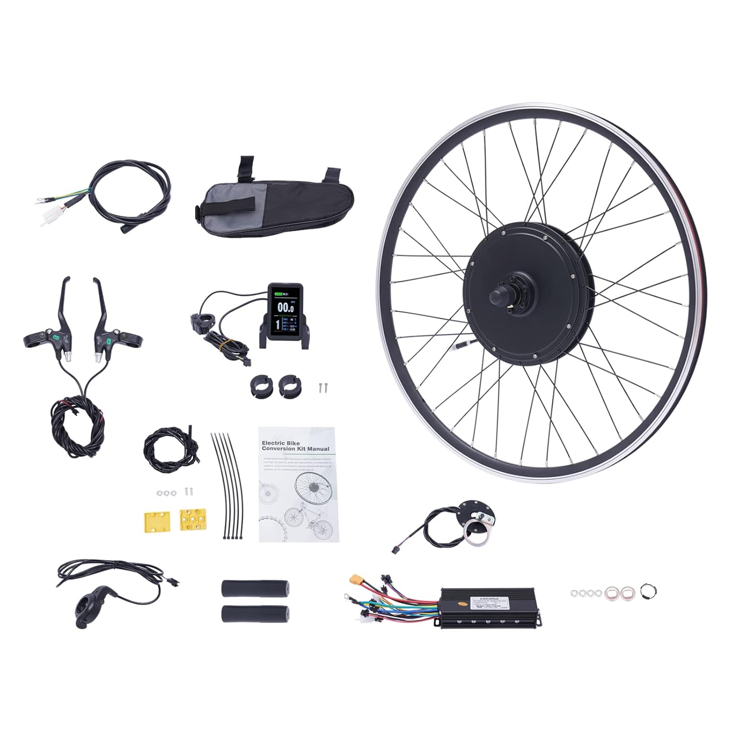 48V 1000W Electric Bicycle Motor Kit Brushless Front Hub Motor Conversion Kits DIY Ebike 700C 45-55km/h Motor Bike Kit with Display for Sports Outdoors