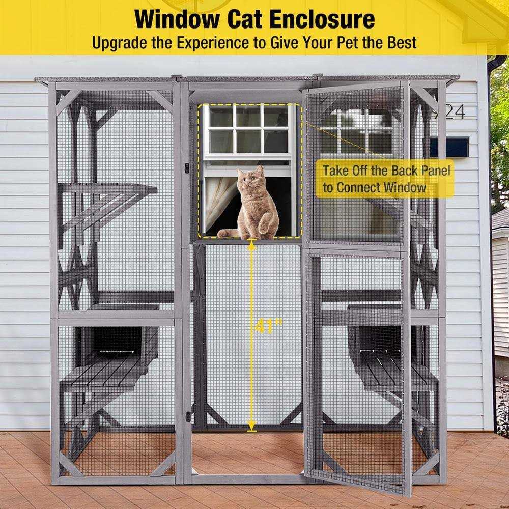 aivituvin Walk-in Extra Large Outdoor Cat Enclosure Connected To House AIR37 - Pet Supplies online store