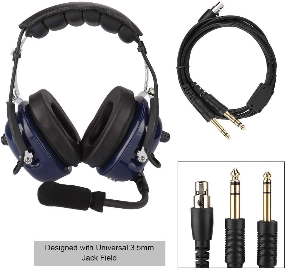 Aviation Headset, Noise Canceling Over Ear Headphones with Microphone, 3.5mm Noise Canceling Headset for Airplane Pilots.