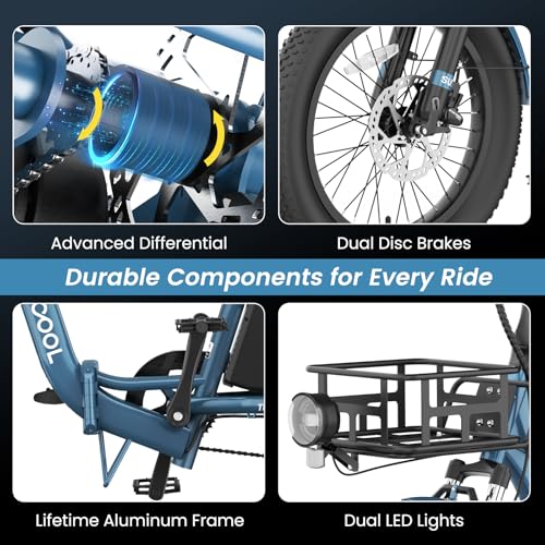 MOONCOOL Electric Tricycle for Adults, 500W/750W 48V 20" Folding Electric Trike Peak Power 1100W, 3 Wheels Electric Bicycle, Aluminum Frame Electric Tricycle with Large Basket and Removable Battery