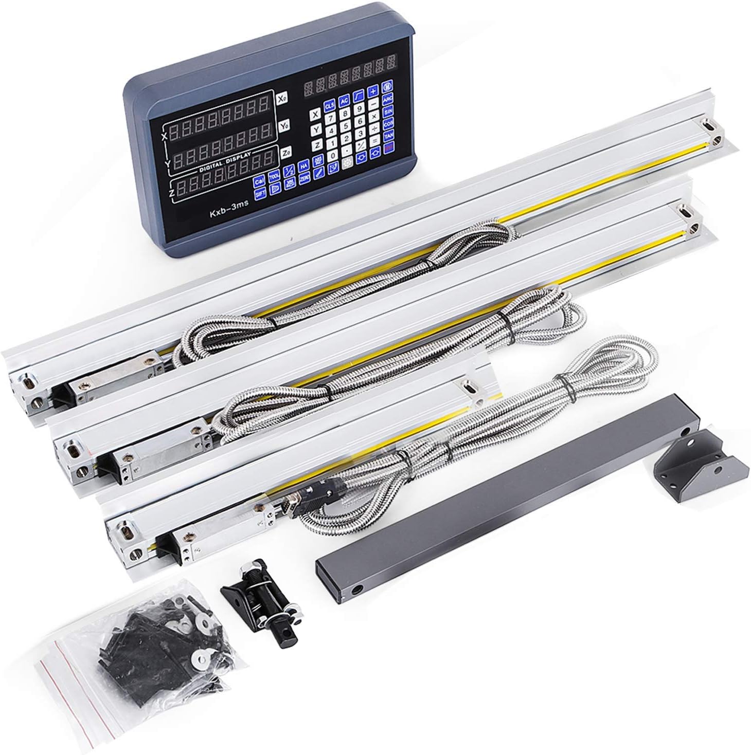 VEVOR 3 Axis Digital Readout DRO Display 250mm+450mm+500mm Travel Length Precision Linear Scale 10+17.7+19.7 Inch for Mill Milling Machine