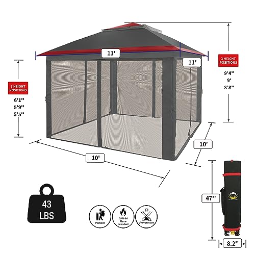 CROWN SHADES 13x13 Pop Up Gazebo, Canopy Tent, Gazebos on Clearance - Outdoor Gazebo for Backyard & Patio Furniture - Carpa Pop Up Tent with Wheeled STO-N-Go Cover Bag (Grey)