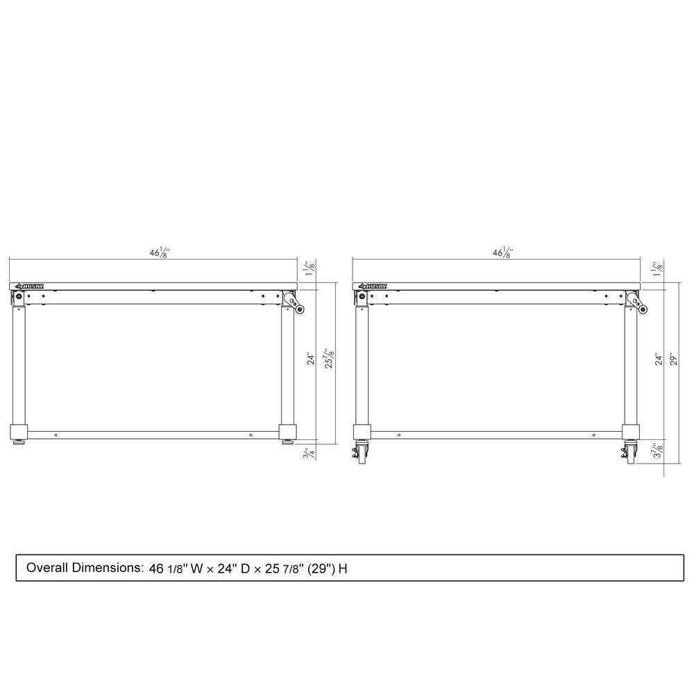 Husky HOLT46XDB12 46 in. W x 24 in. D Steel Adjustable Height Solid Wood Top Workbench Table in Black