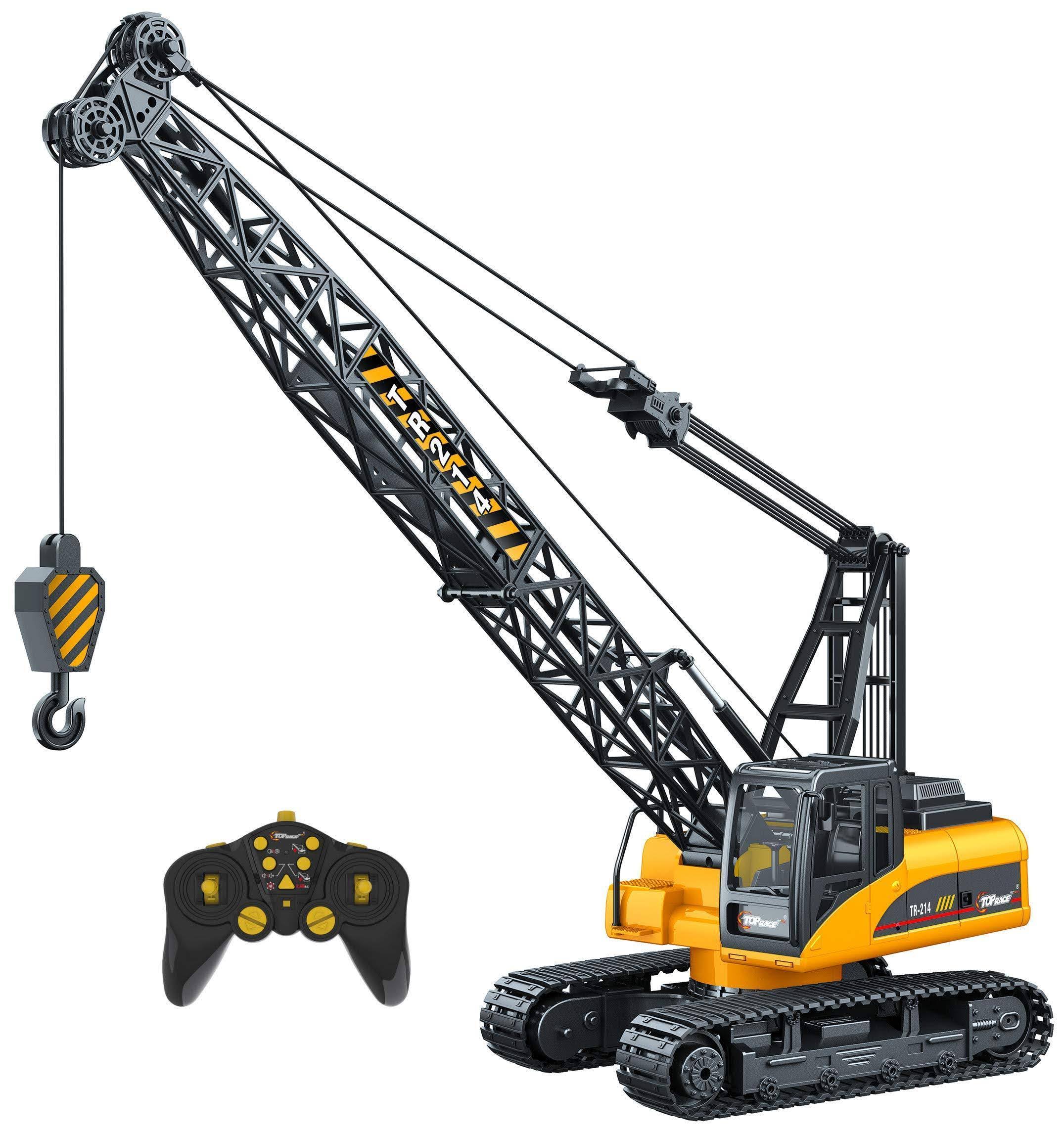 Top Race 15 Channel Remote Control Crane Proffesional Series 1 14 Scale Battery Powered RC Construction Toy with Heavy Metal Hook Tr-214