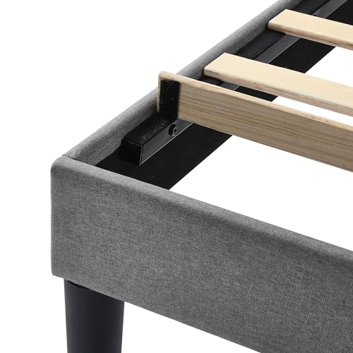 Queen Size Platform Bed Frame with Upholstered Headboard,Button Tufted Design Queen Bed Frame Light Grey,No Box Spring Needed,Noise Free,Easy Assembly