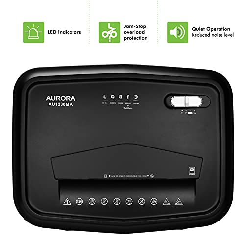 Aurora AU120MA 120-Sheet Auto Feed High Security Micro-Cut Paper Shredder / 30 Minutes (Black)