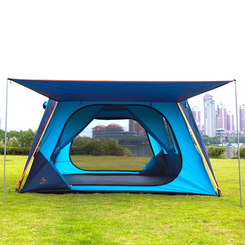 KTT Extra Large Tent 10-12-14 Person(Style-B),Family Cabin Tents,2 Rooms,3 Doors and 3 Windows with Mesh,Straight Wall,Waterproof,Double Layer,Big Tent for Outdoor,Picnic,Camping,Family Gathering