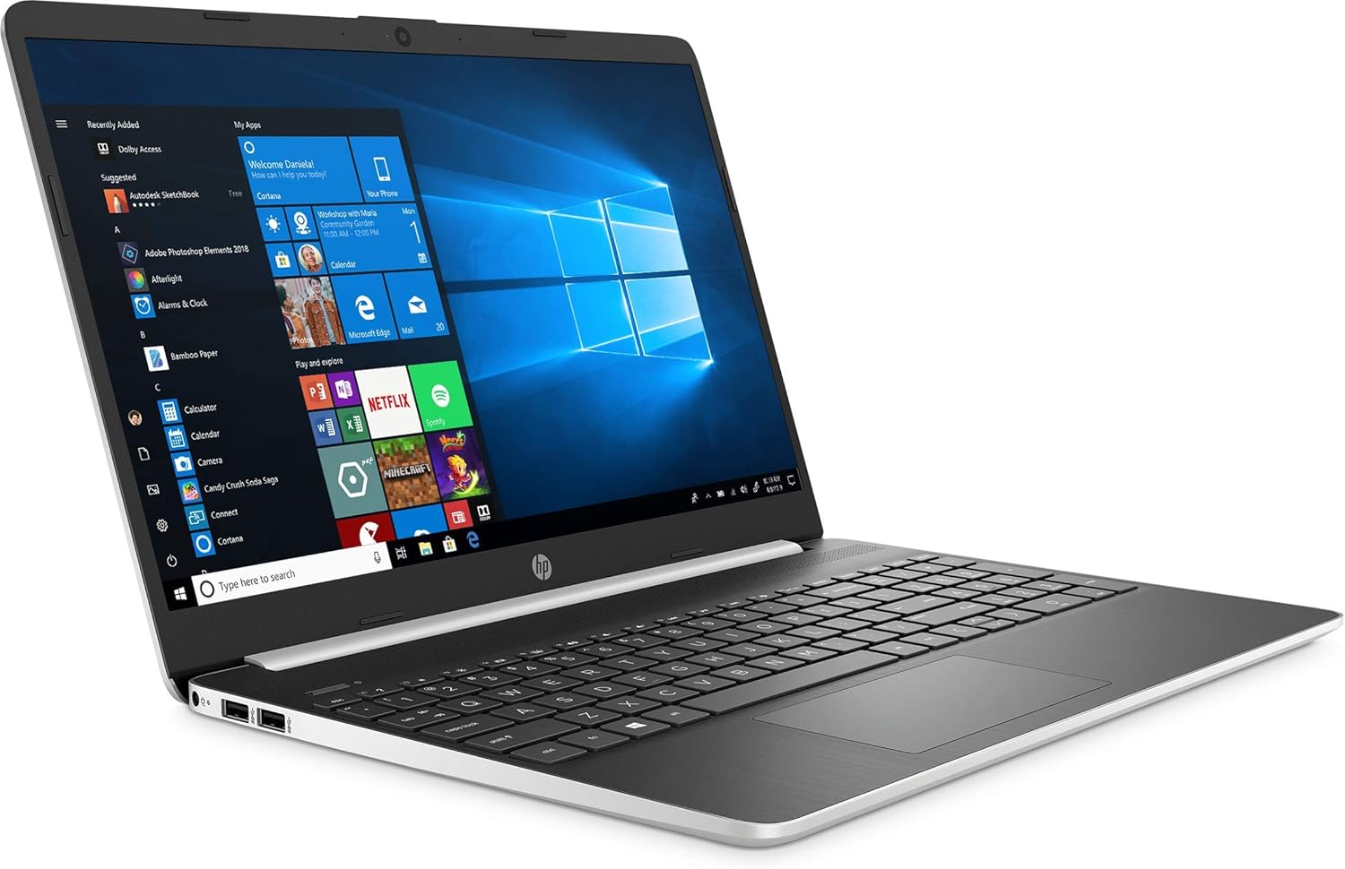 HP New 15.6" HD Touchscreen Laptop Intel Core i3-1005G1 8GB DDR4 RAM 128GB SSD HDMI Bluetooth 802.11/b/g/n/ac Windows 10 15-dy1731ms Silver