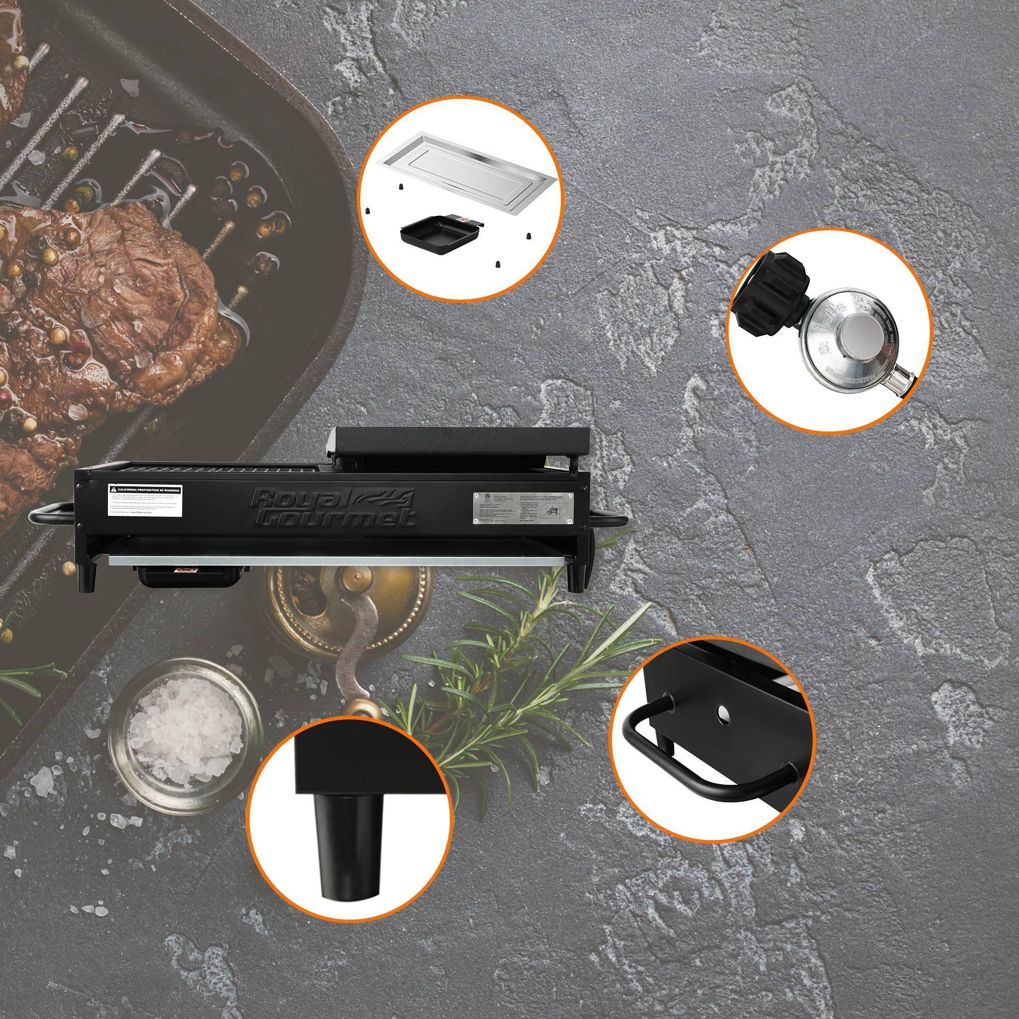 Royal Gourmet Tailgate 4-Burner GAS Griddle Combo Grill GD4002T Black