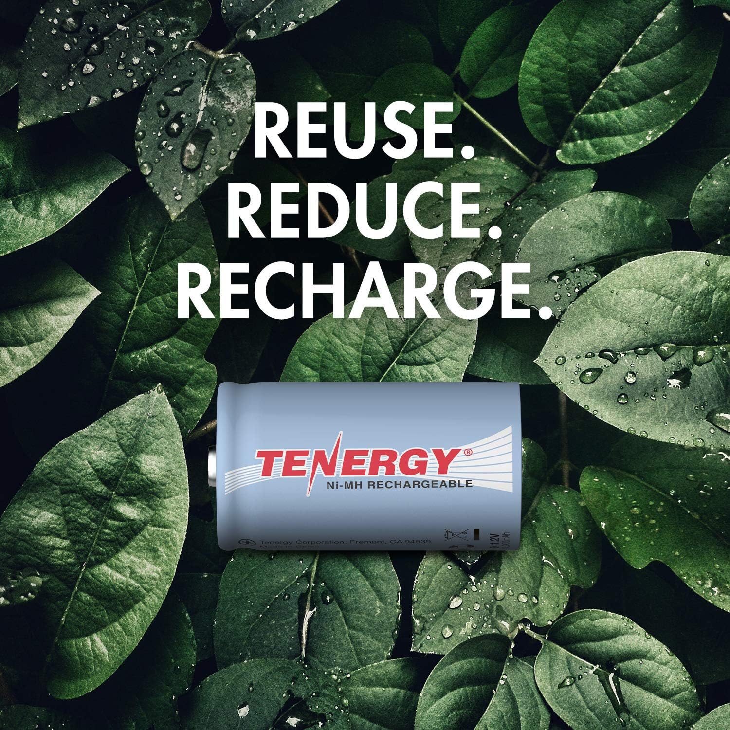 Tenergy 10000mAh NiMH D Battery, Rechargeable High Capacity D Size Battery, High Drain D Cell Batteries for Flashlight, 16-Pack - UL Certified