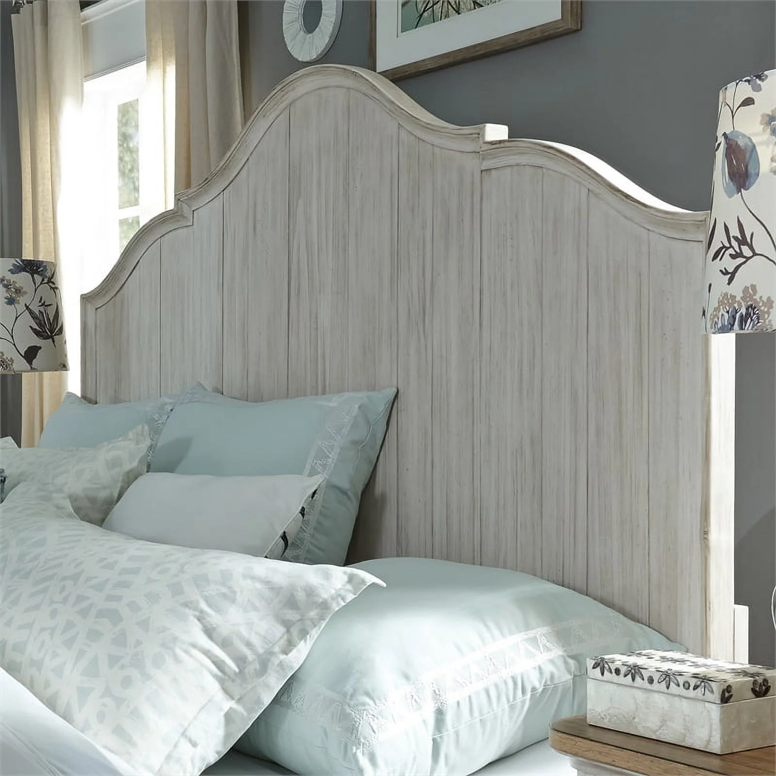 Farmhouse Reimagined White King Panel Headboard Engineered Wood