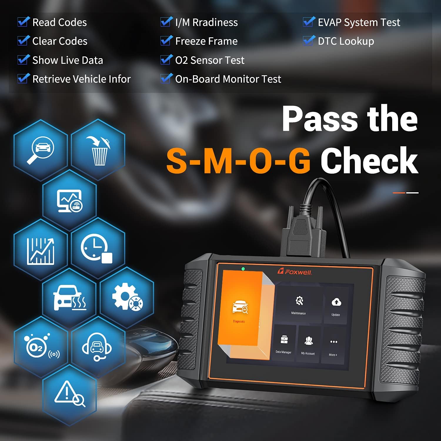 2024 Foxwell Car Code Reader NT706 OBD2 Scanner ABS Airbag Engine Transmission Battery Monitor Scan Tool, 5.5" Android 9.0 Tablet WiFi Upgrade of NT604 Scanner Diagnostic Tool for Cars and Trucks