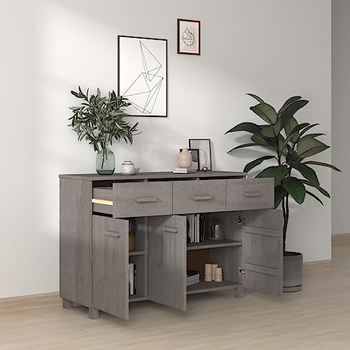 Buffets & Sideboards Sideboard Light Gray 44.5"x15.7"x31.5" Solid Wood Pine,Rustic Pinewood Sideboard with Sliding Drawers and Ample Storage Cabinets & Storage