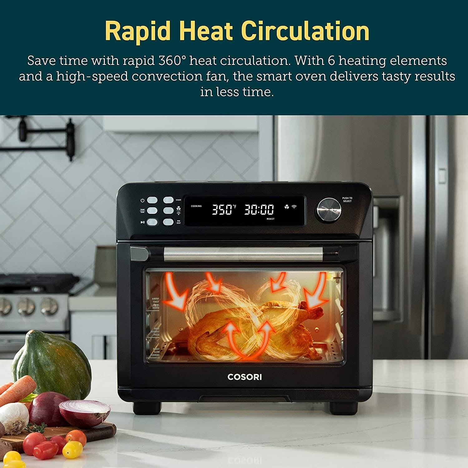 Cosori 12-in-1 Air Fryer Toaster Combo, Countertop Dehydrator for Chicken, Pizza and Cookies, Christmas Gift, Recipes u0026 Acce