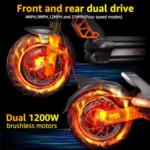 Electric Scooter Dual Motor, Peak 3200W, Up to 40 Miles Long Range/MAX Speed 31 Mph, 10.5'' Off Road Tires with 1152Wh Battery & Dual Suspension Commuting Fast E-Scooter, Option Seat